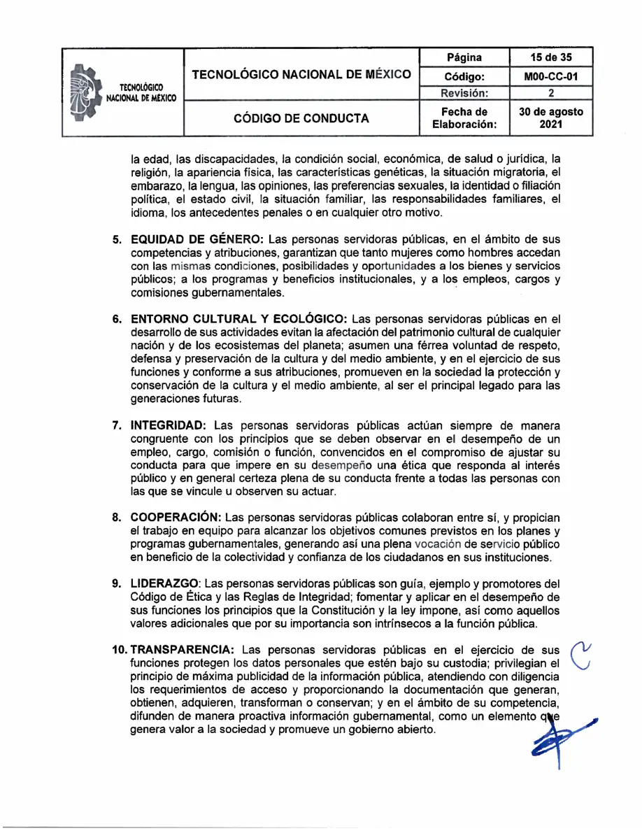Página 15 de Código de Conducta del TecNM