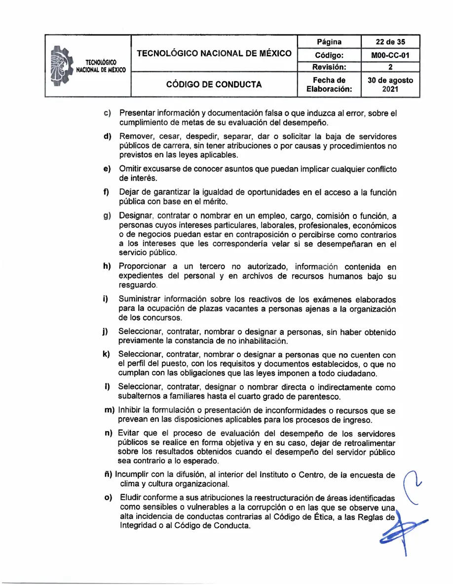 Página 22 de Código de Conducta del TecNM