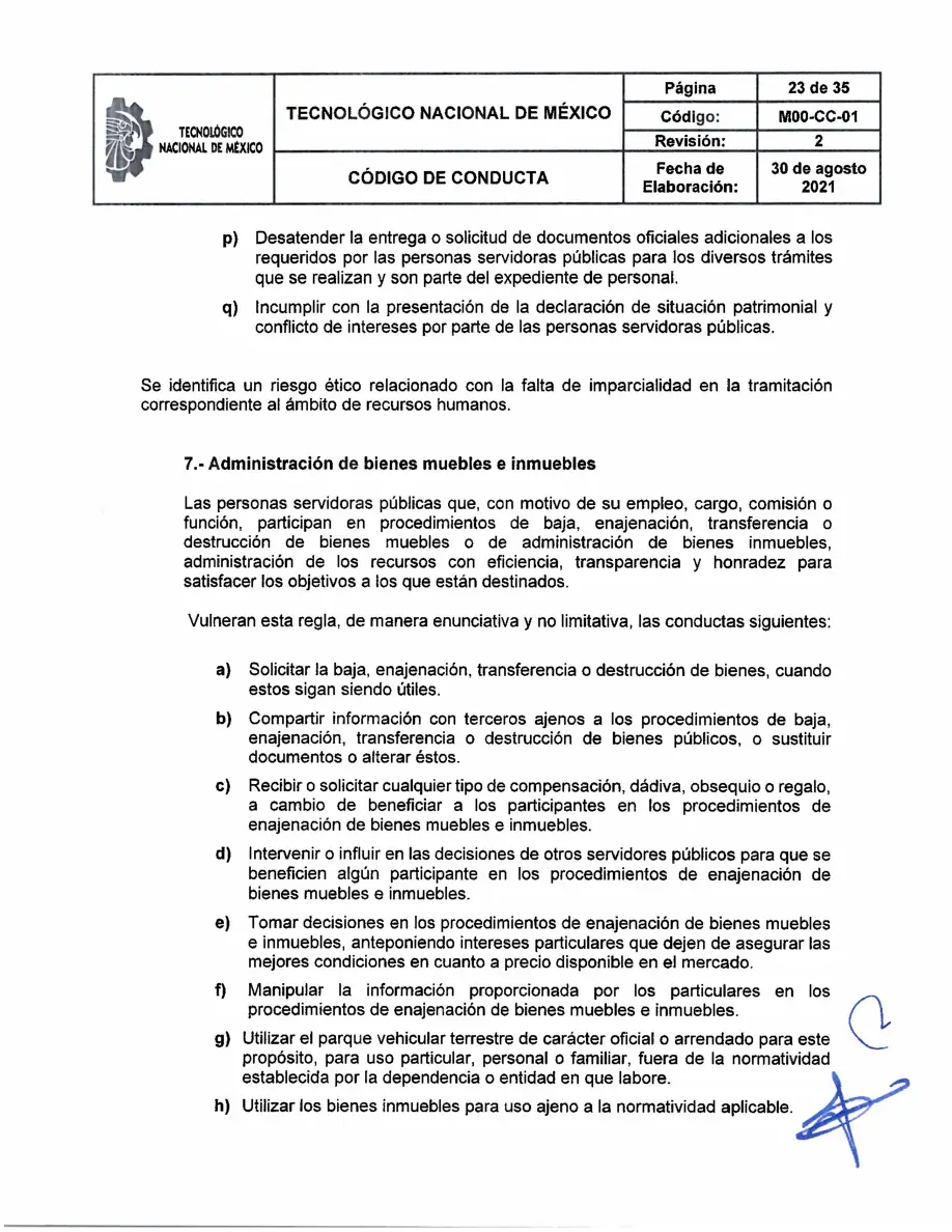 Página 23 de Código de Conducta del TecNM