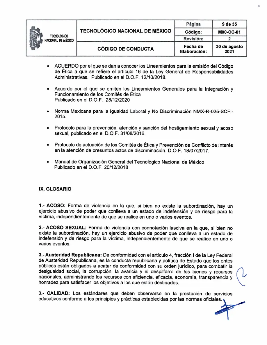 Página 9 de Código de Conducta del TecNM