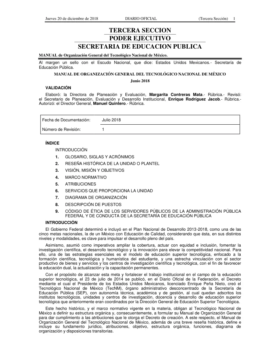 Página 1 de Manual de Organización General del TecNM
