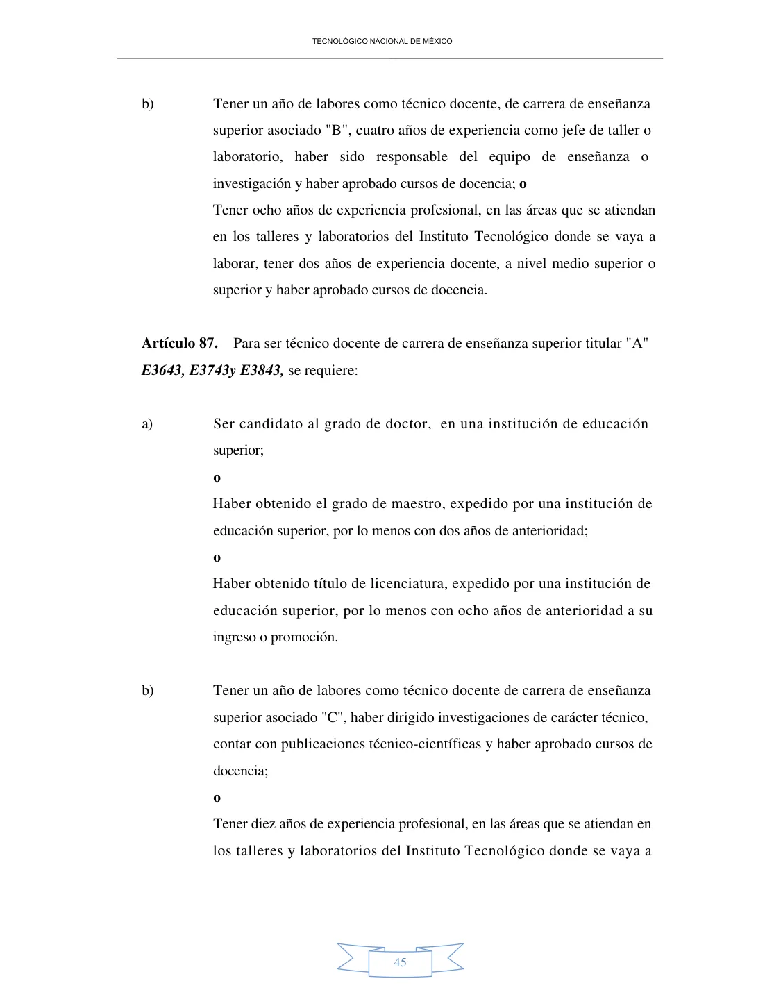 Página 45 de Reglamento Interior de Trabajo del Personal Docente
