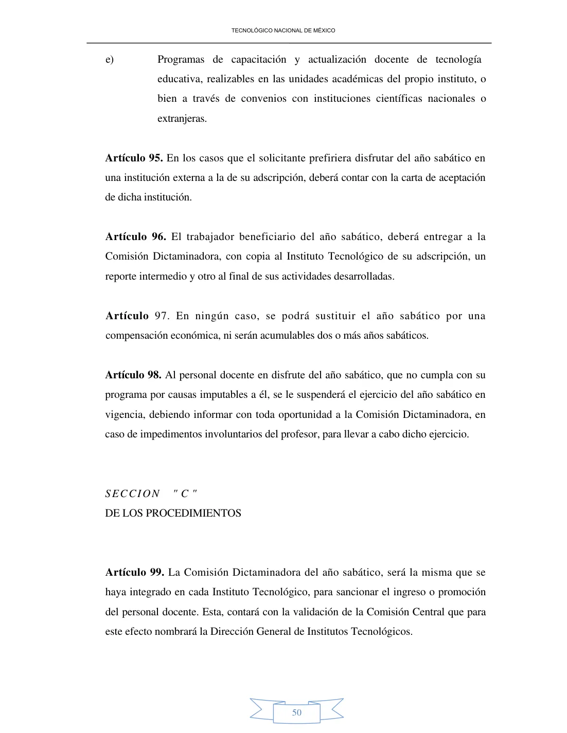 Página 50 de Reglamento Interior de Trabajo del Personal Docente