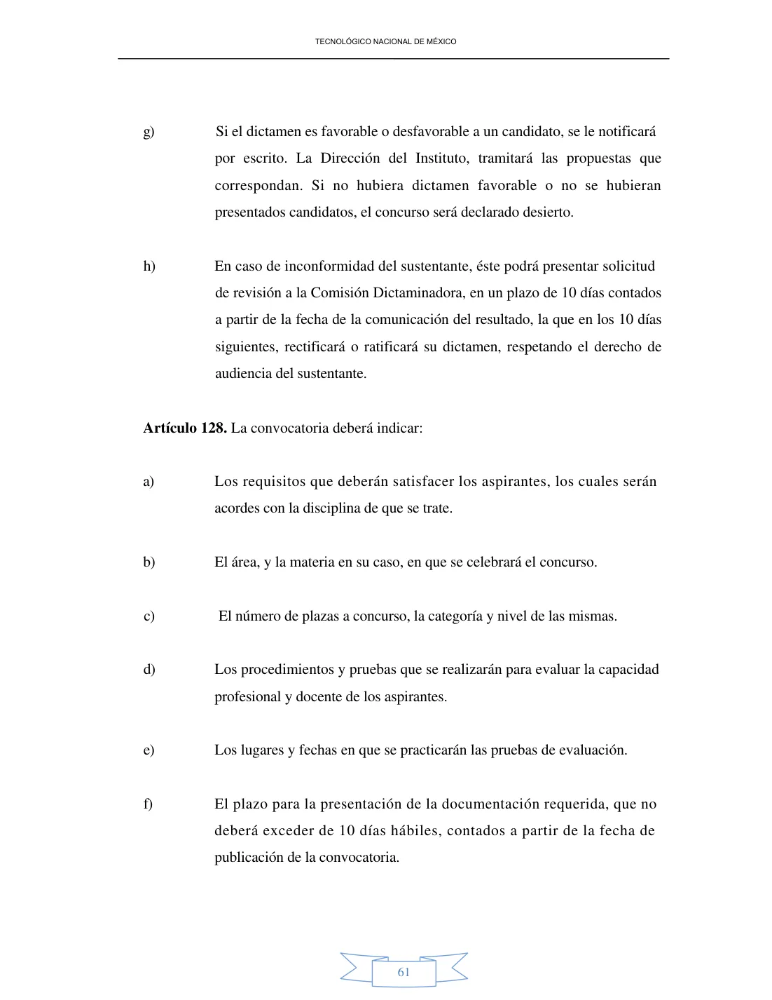Página 61 de Reglamento Interior de Trabajo del Personal Docente