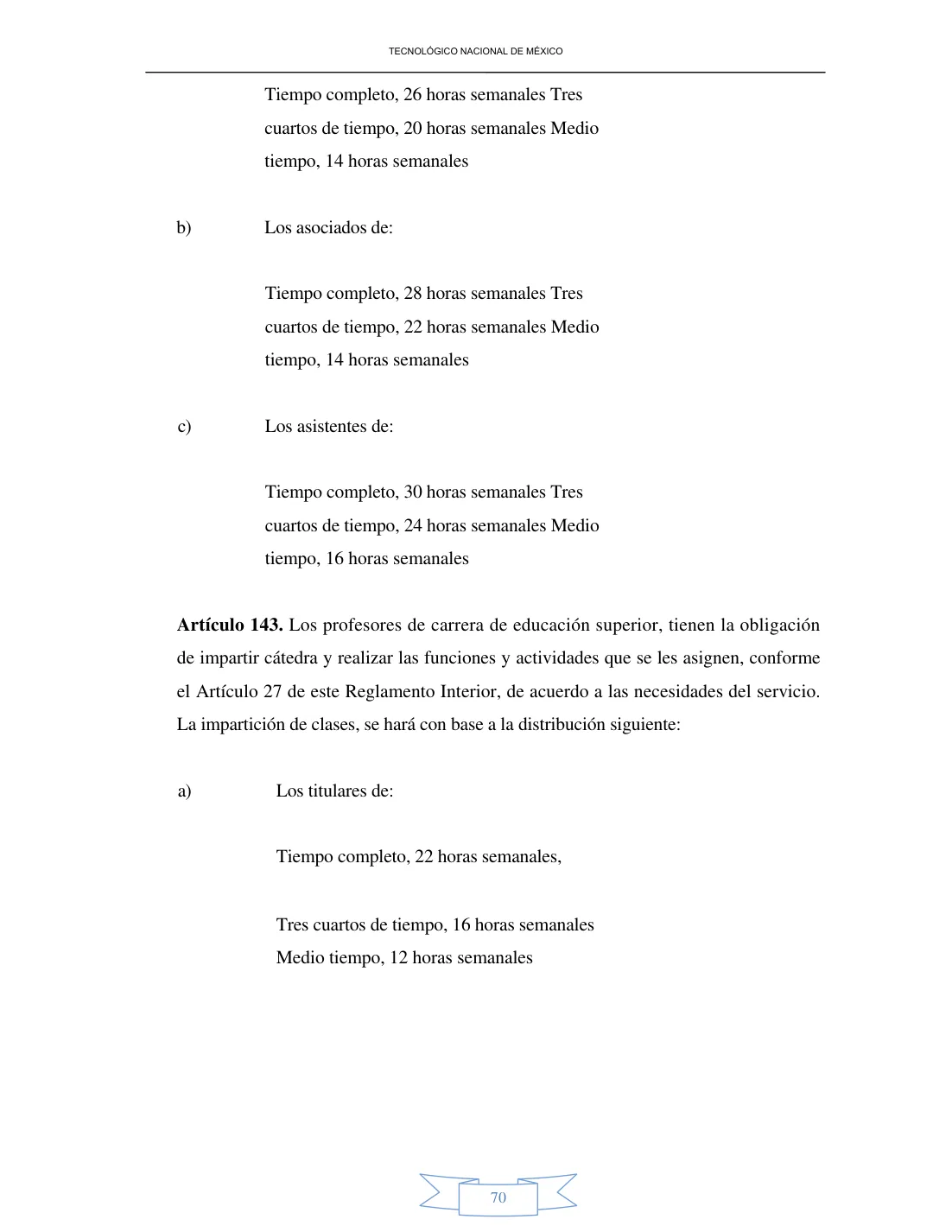 Página 70 de Reglamento Interior de Trabajo del Personal Docente