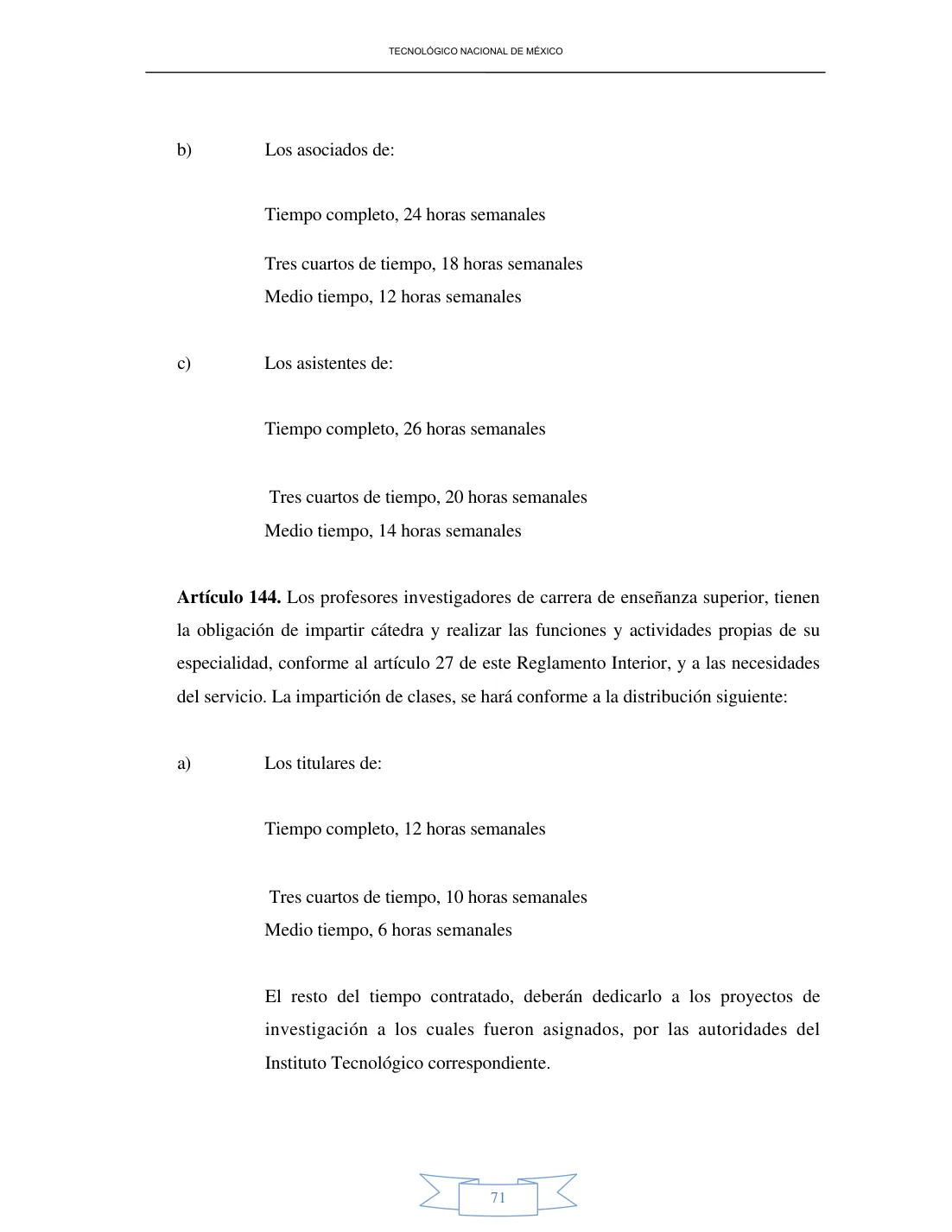 Página 71 de Reglamento Interior de Trabajo del Personal Docente