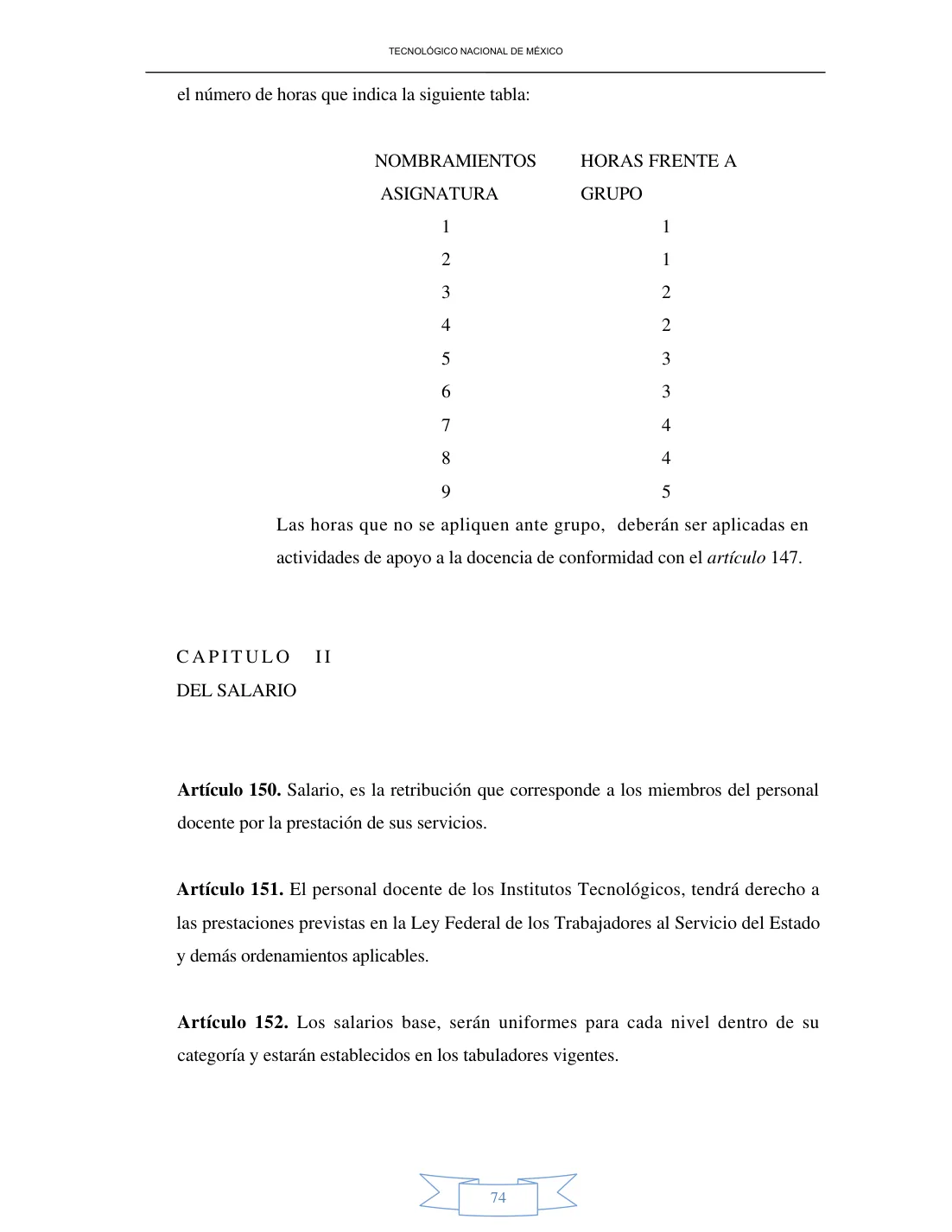 Página 74 de Reglamento Interior de Trabajo del Personal Docente