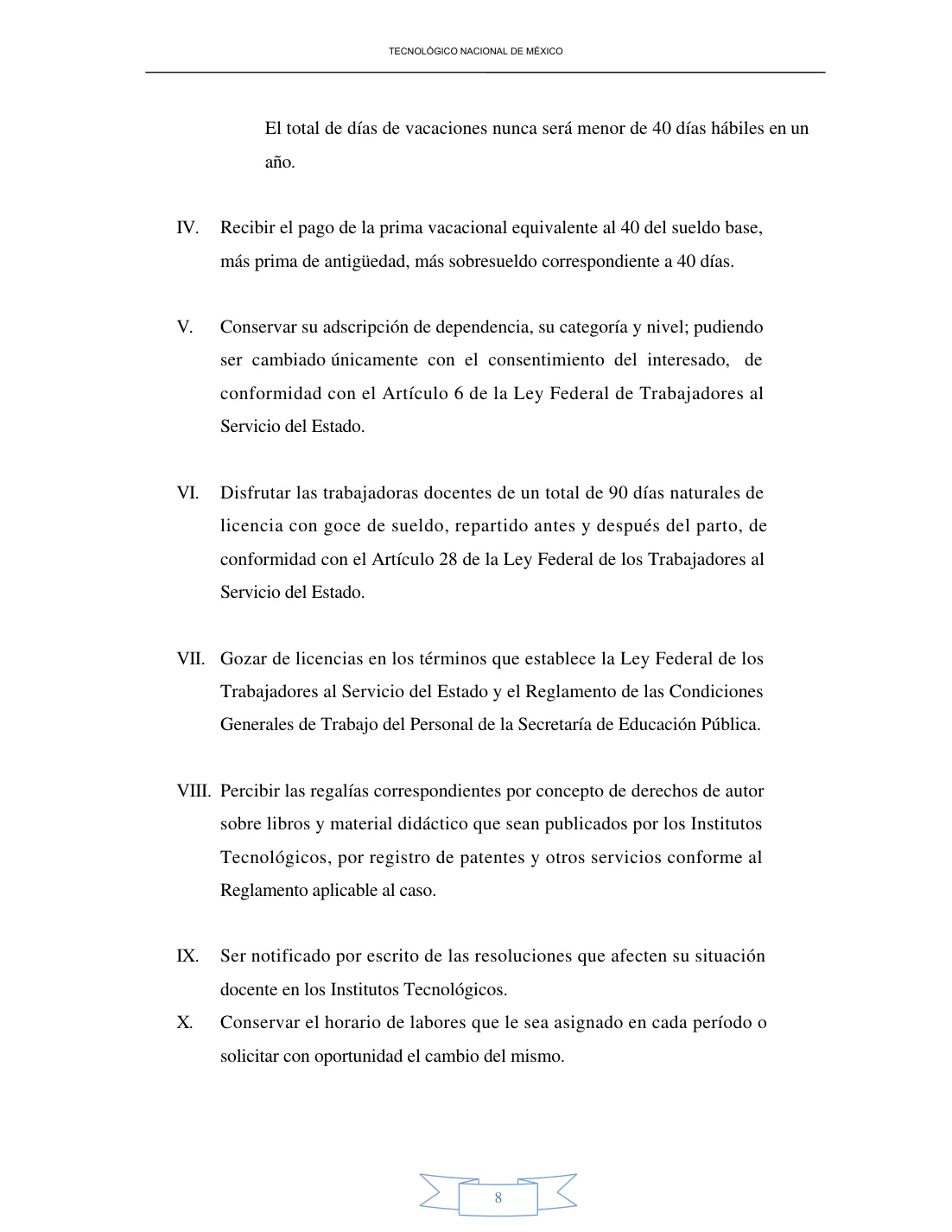 Página 8 de Reglamento Interior de Trabajo del Personal Docente
