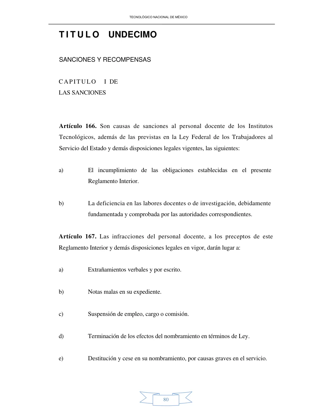 Página 80 de Reglamento Interior de Trabajo del Personal Docente