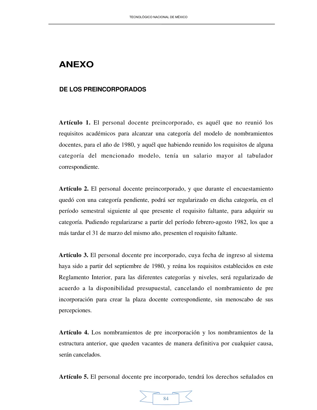 Página 84 de Reglamento Interior de Trabajo del Personal Docente