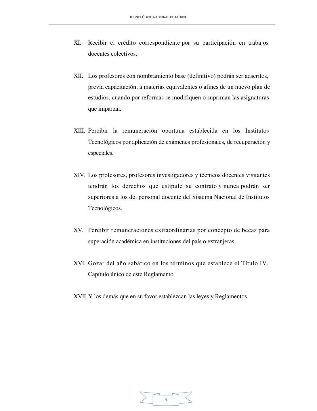 Página 9 de Reglamento Interior de Trabajo del Personal Docente