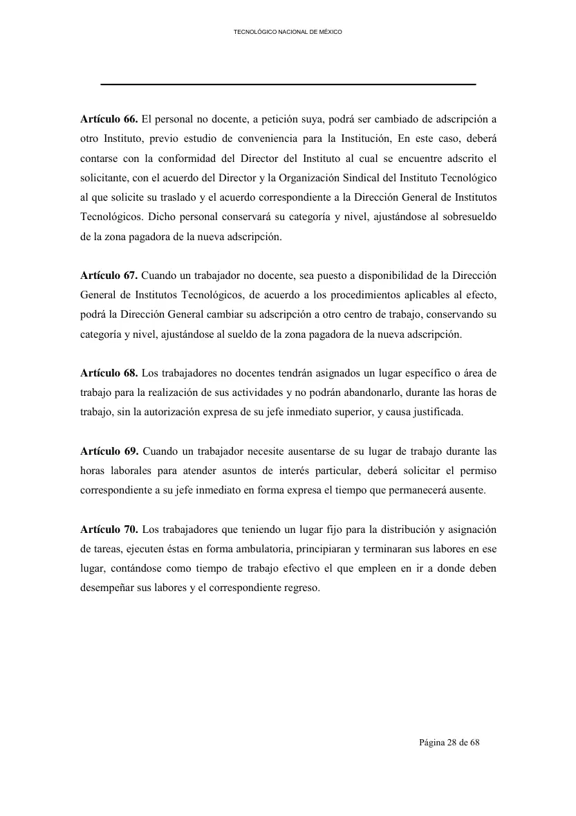 Página 29 de Reglamento Interior de Trabajo del Personal No Docente