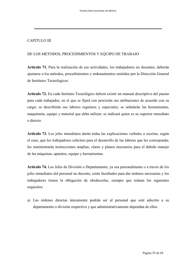 Página 30 de Reglamento Interior de Trabajo del Personal No Docente
