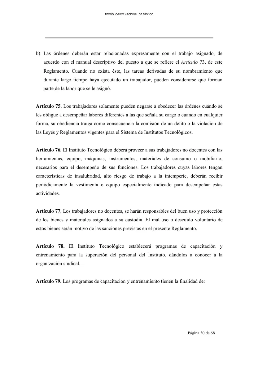 Página 31 de Reglamento Interior de Trabajo del Personal No Docente