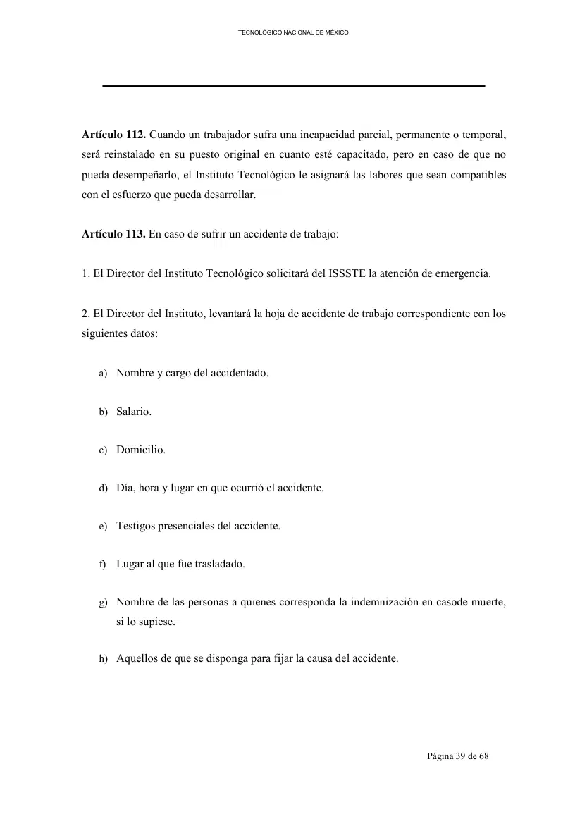 Página 40 de Reglamento Interior de Trabajo del Personal No Docente