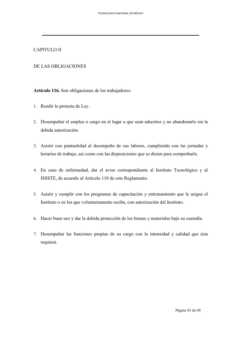 Página 44 de Reglamento Interior de Trabajo del Personal No Docente