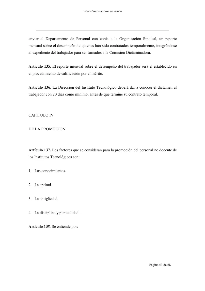 Página 54 de Reglamento Interior de Trabajo del Personal No Docente