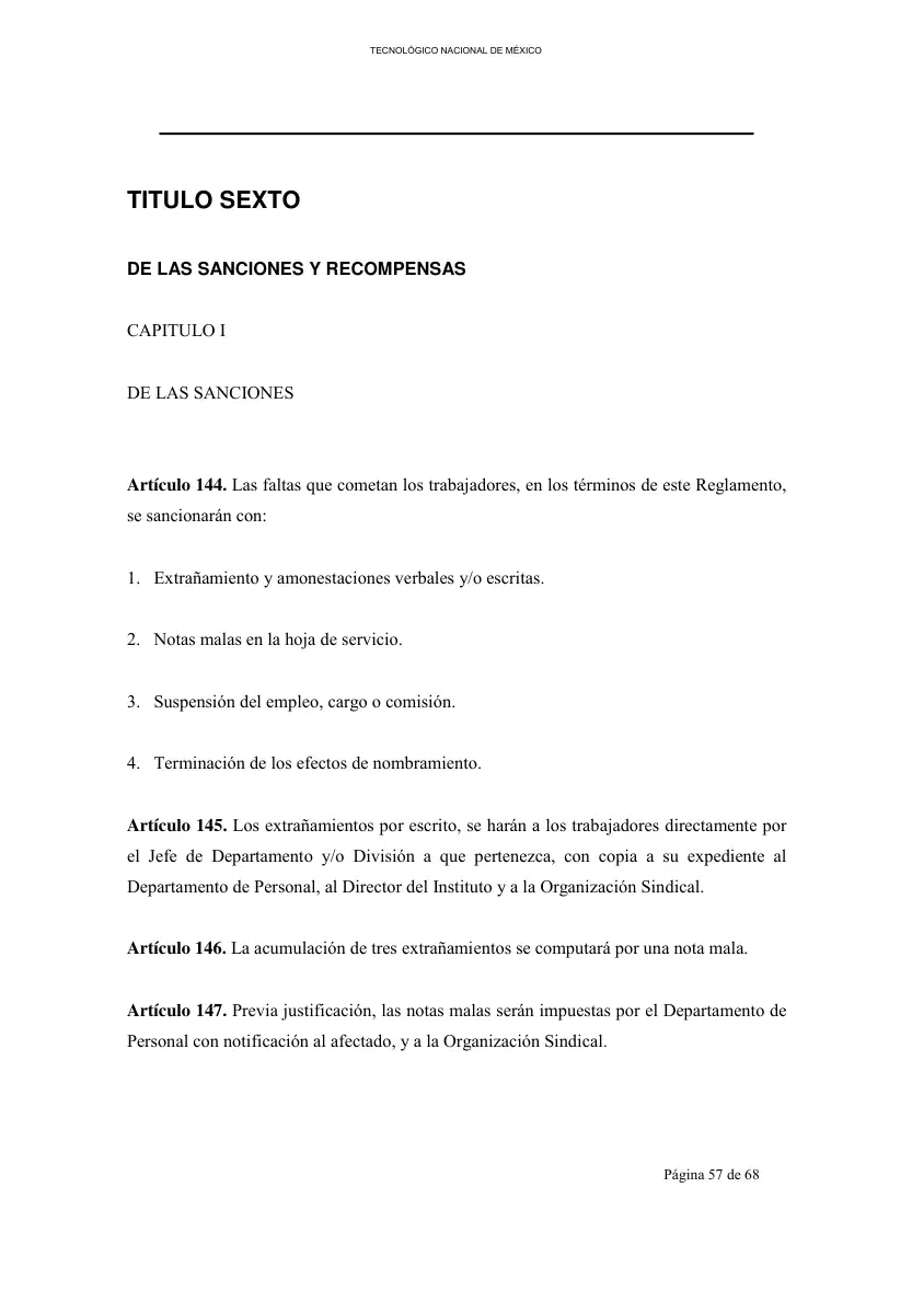 Página 58 de Reglamento Interior de Trabajo del Personal No Docente