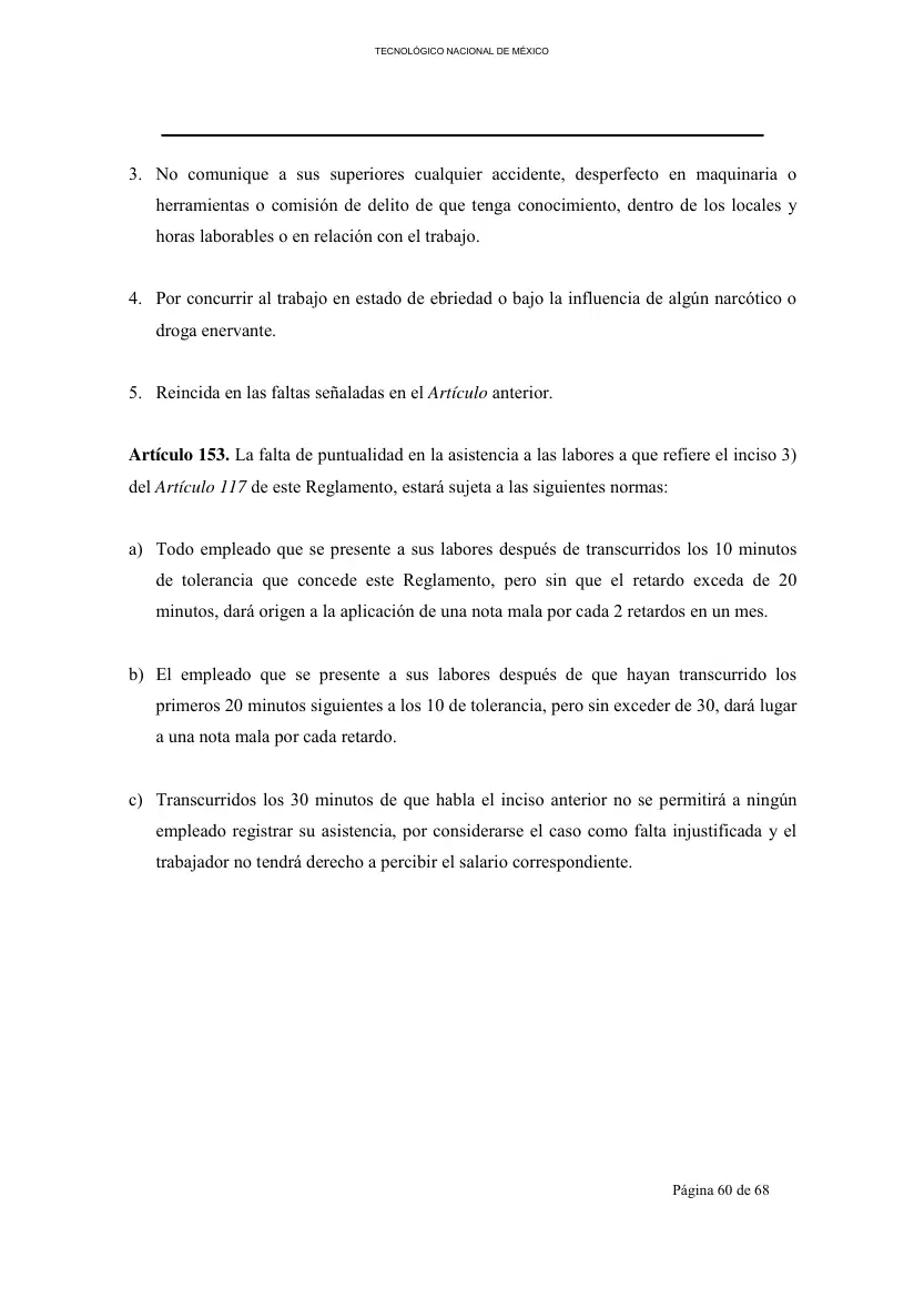 Página 61 de Reglamento Interior de Trabajo del Personal No Docente