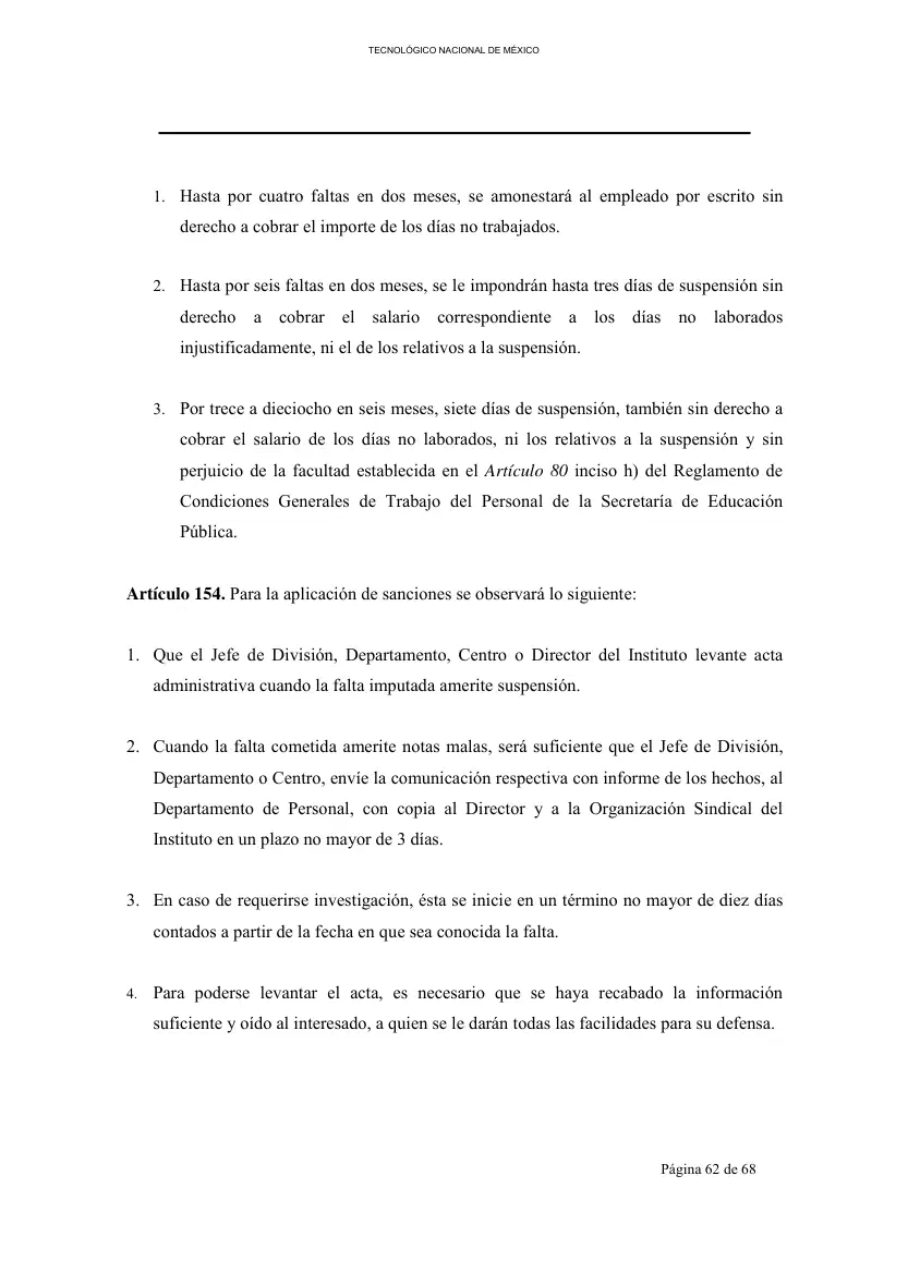 Página 63 de Reglamento Interior de Trabajo del Personal No Docente