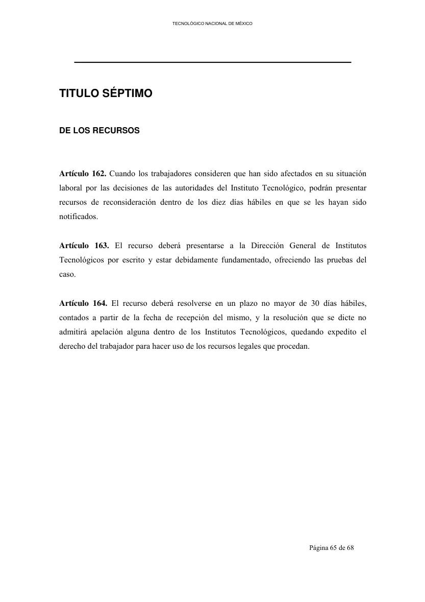 Página 66 de Reglamento Interior de Trabajo del Personal No Docente