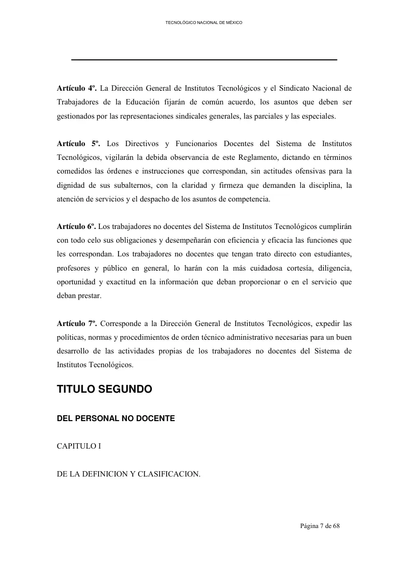 Página 8 de Reglamento Interior de Trabajo del Personal No Docente