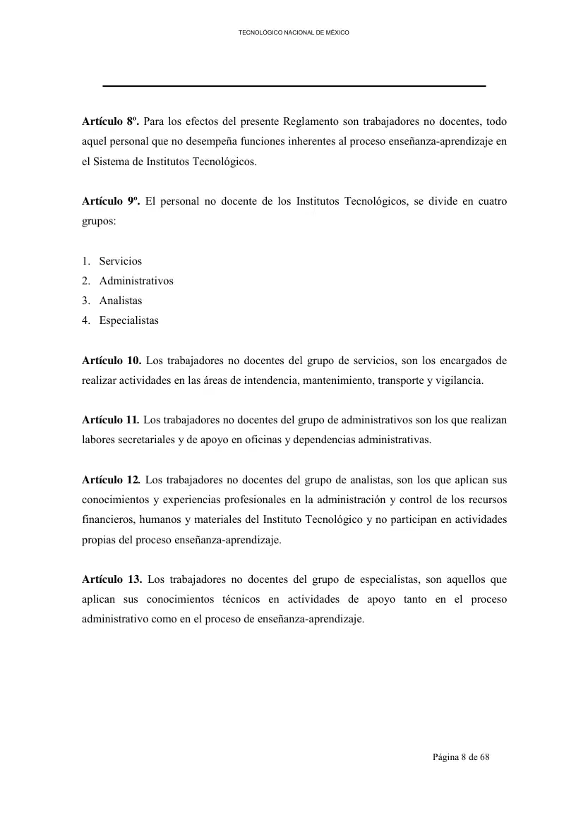 Página 9 de Reglamento Interior de Trabajo del Personal No Docente